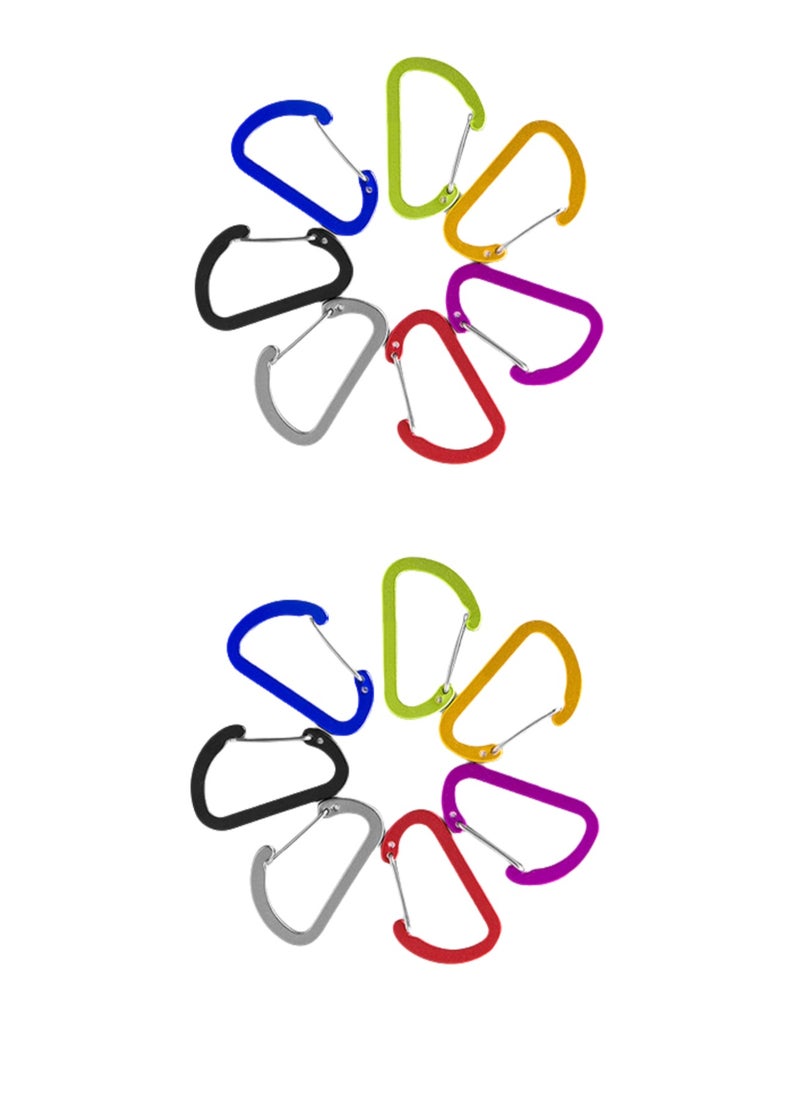 14 Pack D-Ring Buckle Clip Keychain Carabiner Mountaineering Keychains For Camping Hiking Outdoor Travel Back Packing Hanging Etc. Not For Rock Climbing （Random Color）