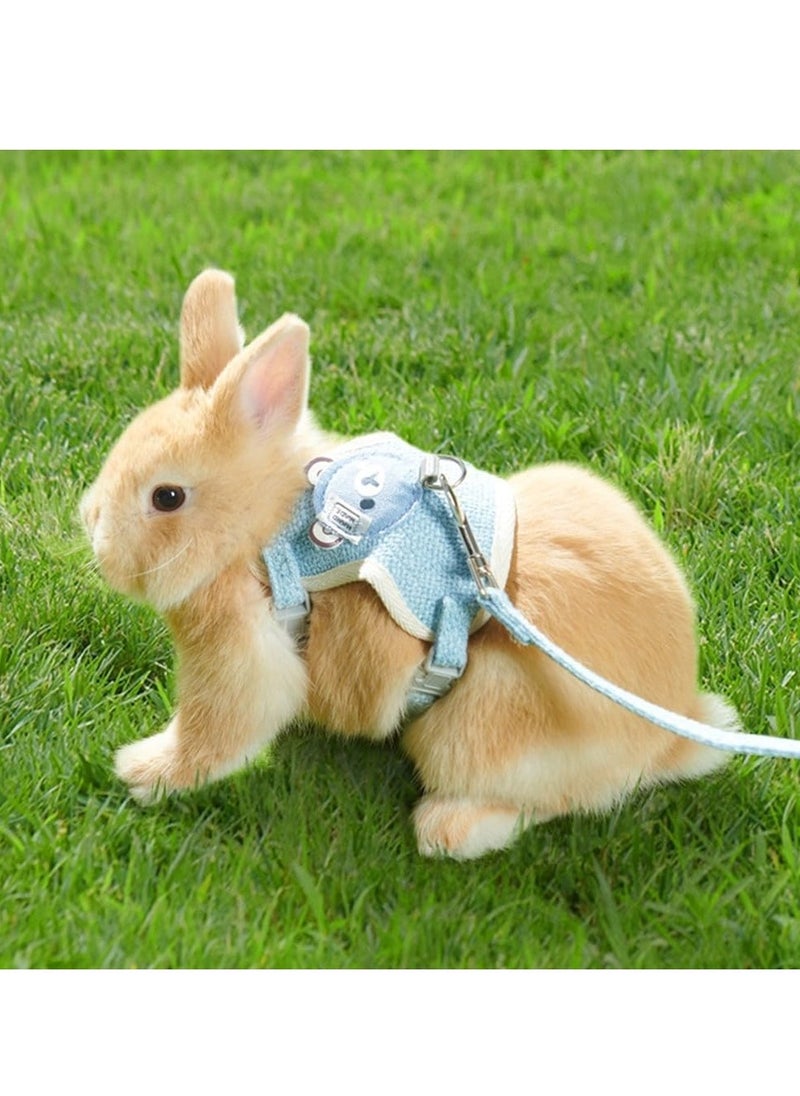 Adjustable Vest-Style Pet Harness, Breathable And Not Stuffy, Suitable For Cats, Rabbits, Small Dogs And Dogs, Size L, Recommended For Cats And Dogs Weighing 11-18 Catties (Leather Bear Blue)