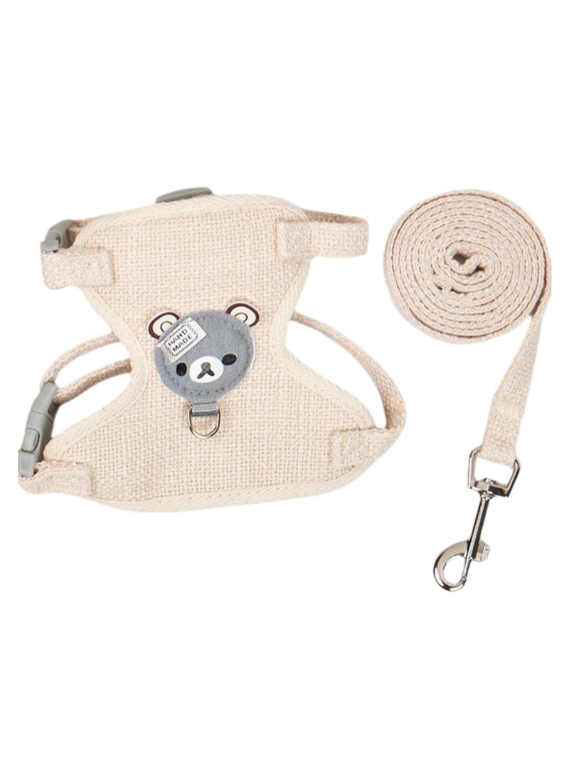 Adjustable Vest-Style Pet Harness, Breathable And Not Stuffy, Suitable For Cats, Rabbits, Small Dogs And Dogs, Size L, Recommended For Cats And Dogs Weighing 11-18 Catties (Beige)