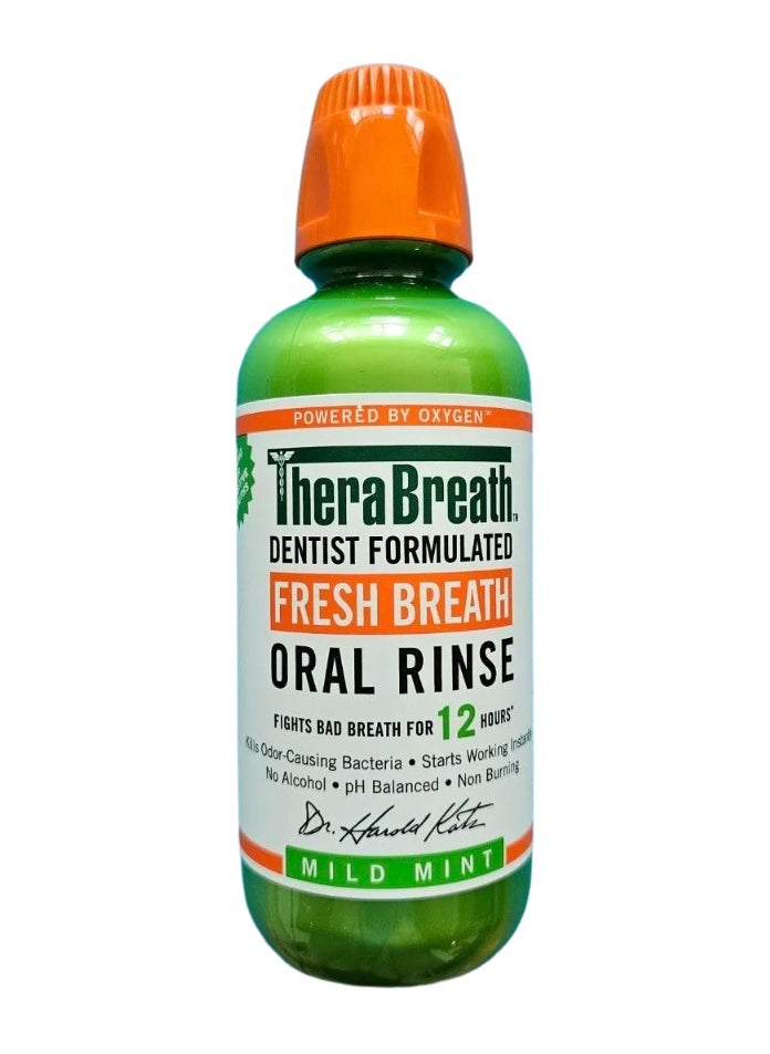 The Breath Co Fresh Breath Oral Rinse - Dentist Formulated - Alcohol-Free Oral Mouthwash for 12 Hours of Fresh Breath - Mild Mint Flavour