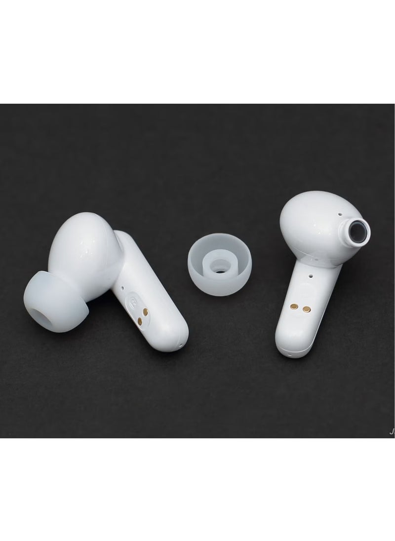 True Wireless Earbuds – White, Bluetooth 5.0, Noise Cancelling, Sweatproof, and Secure Fit – Premium Sound Quality, Comfortable & Lightweight – Ideal for Workouts, Travel, and Everyday Use – Compatible with iPhone, Android, and More