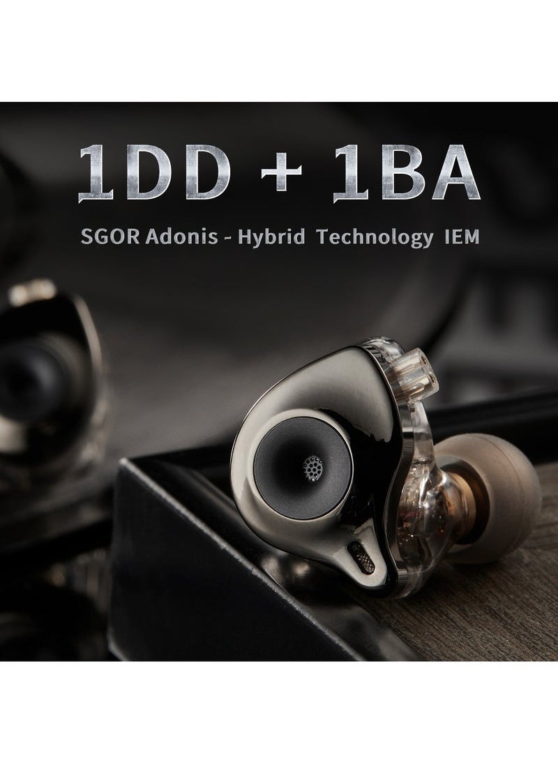 SGOR Adonis 1DD+1BA Hybrid Technology Earphones In Ear Monitor HIFI Super Bass Earbuds High Sound Quality Music Headphones (With mic)