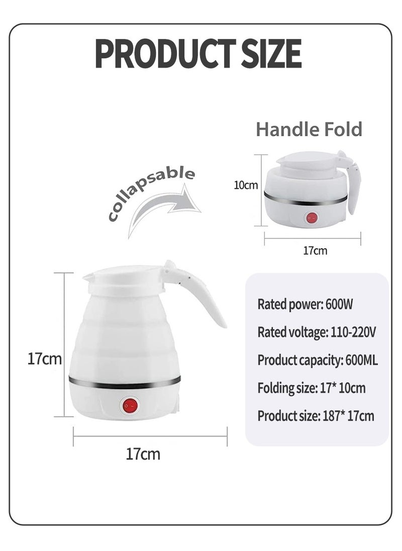 Portable Collapsible Electric Kettle,Travel Food Grade Silicone Hot Water Kettle,0.6L,Collapsible,Rustproof,Durable,Easy to Carry and Heat Resistant