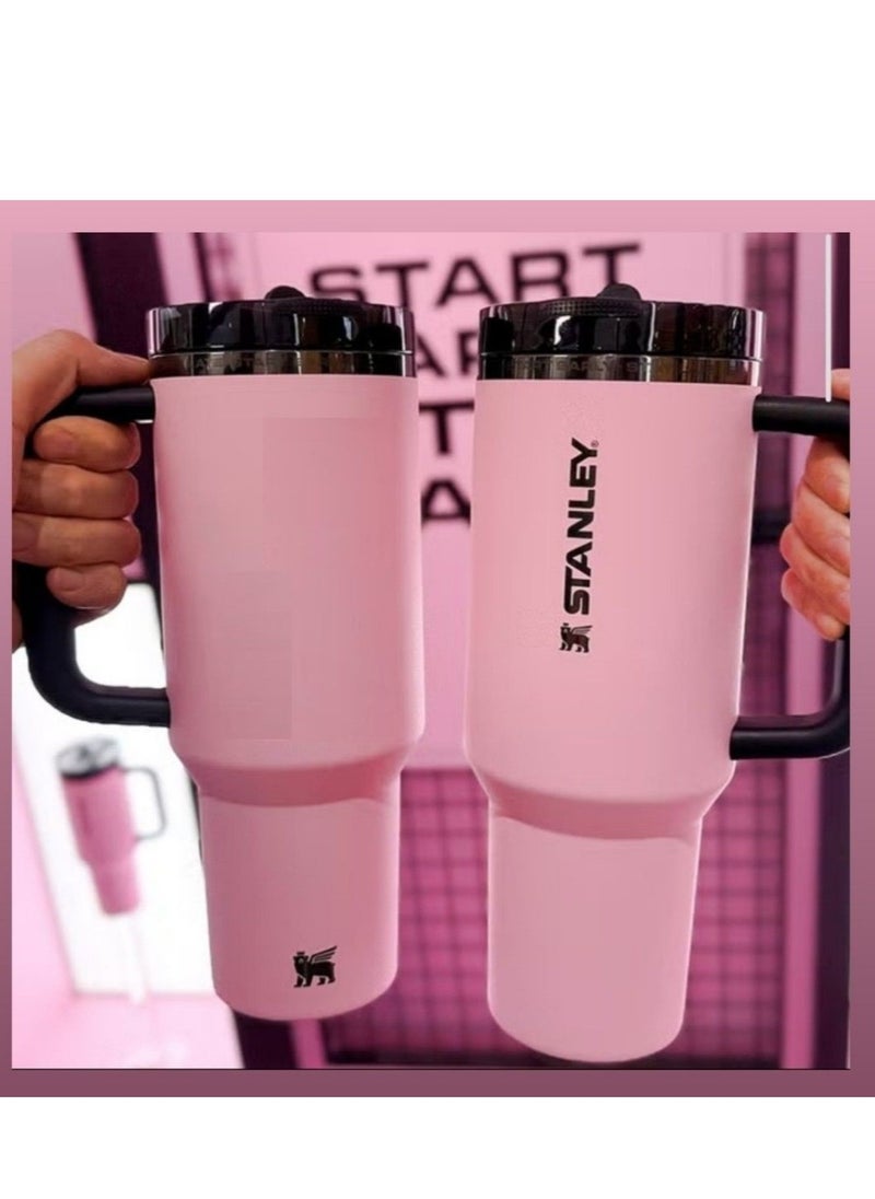 Stainless Steel Vacuum Insulated Tumbler with Lid and Straw for Water, Iced Tea or Coffee, Smoothie and More, 40 oz pink cup