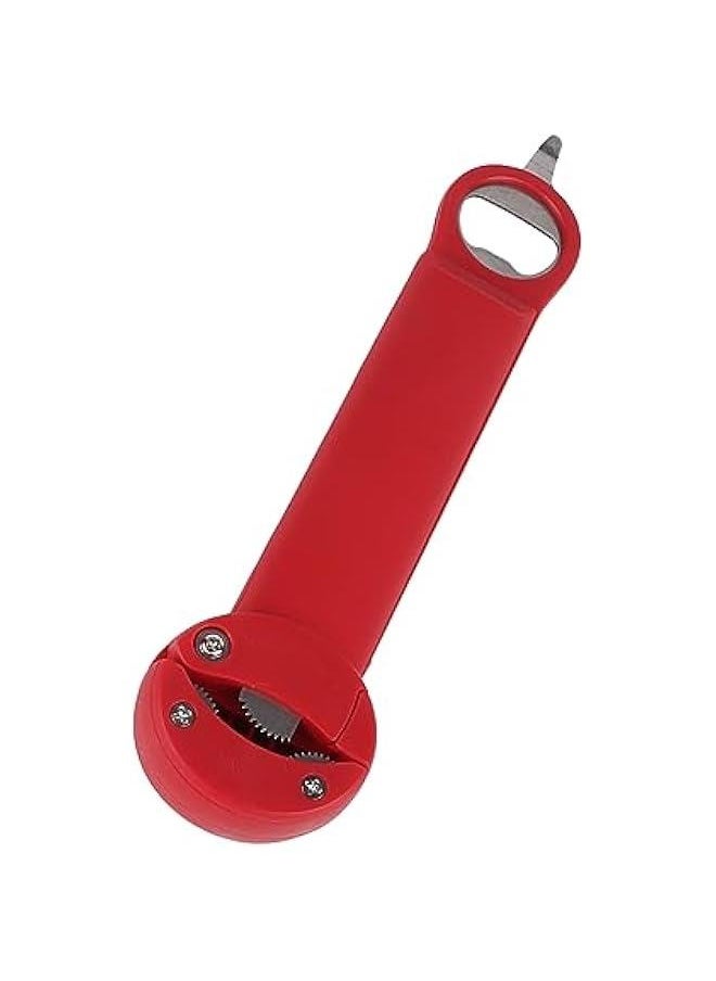 Retractable Bottle Opener,Multifunctional Stainless Steel Adjustable Screwer Jar Bottle Opener Tab Opener (Red)