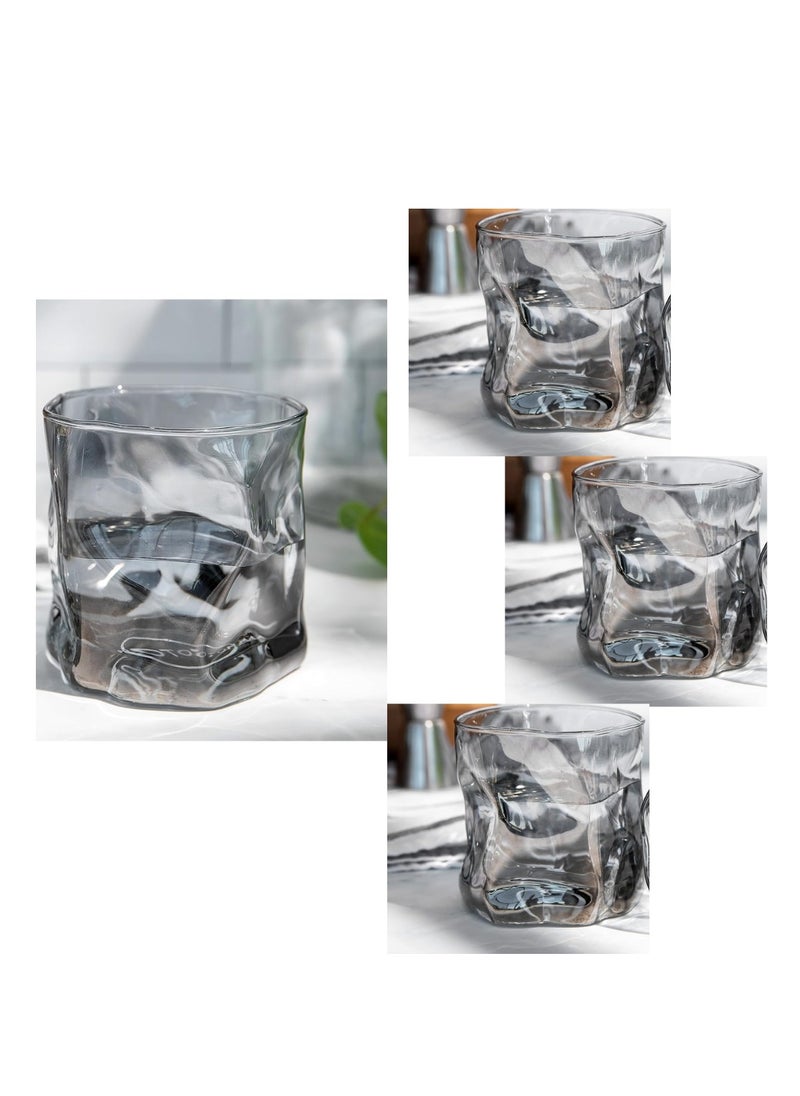 MAAC Home Set of 4 Artisanal Matt Irregular Glass Cup| Elegant Durable and Classic design Perfect for Family Everyday Use, and Family Get- Together, Restaurant, Banquet and More