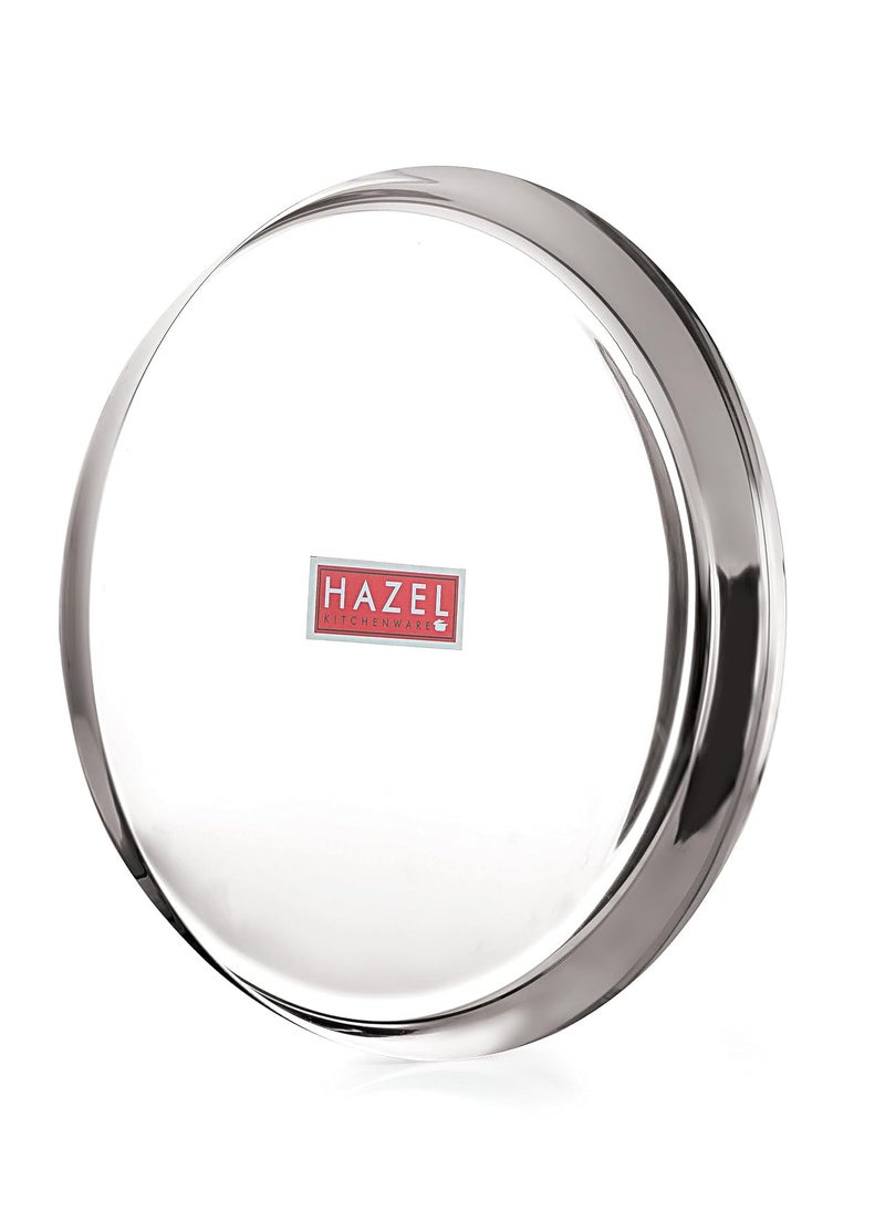 HAZEL Stainless Steel Plates Set | Premium Mirror Finish Thali Set Stainless Steel | Heavy Gauge Steel Plates Set for Dinner & Lunch Set of 1, 28 cm