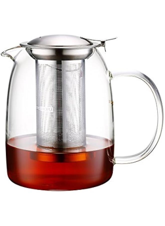 Tea Pot with Infusers for Loose Tea, Glass Teapot for Stovetop, Clear Borosilacate Glass Tea Pot with Infuser and Lid, Heat Resistant, Gifts for Tea Lovers, 1000 ml/35 oz