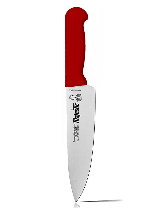 Majestic 3-Piece Chef Knife Set – 6-Inch, 8-Inch & 10-Inch High Carbon Stainless Steel Knives, Razor-Sharp Edge, Ergonomic Non-Slip Handle, Safe Bolster & Heel, Precision Cutting for Slicing, Chopping & Dicing – Dishwasher Safe, Red