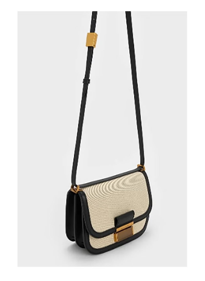 Charlot Canvas Crossbody Bag & Shoulder Bag - Black/Beige