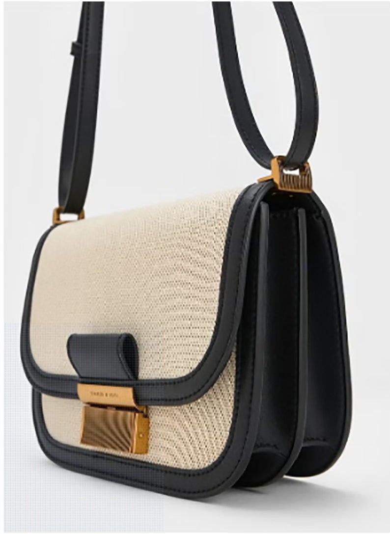 Charlot Canvas Crossbody Bag & Shoulder Bag - Black/Beige