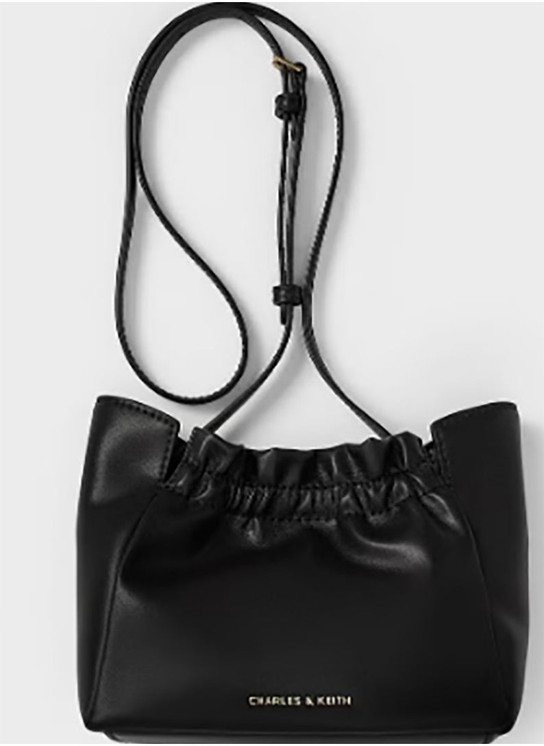 Brigette Ruched Chain-Handle Shoulder Bag & Crossbody Bag - Black