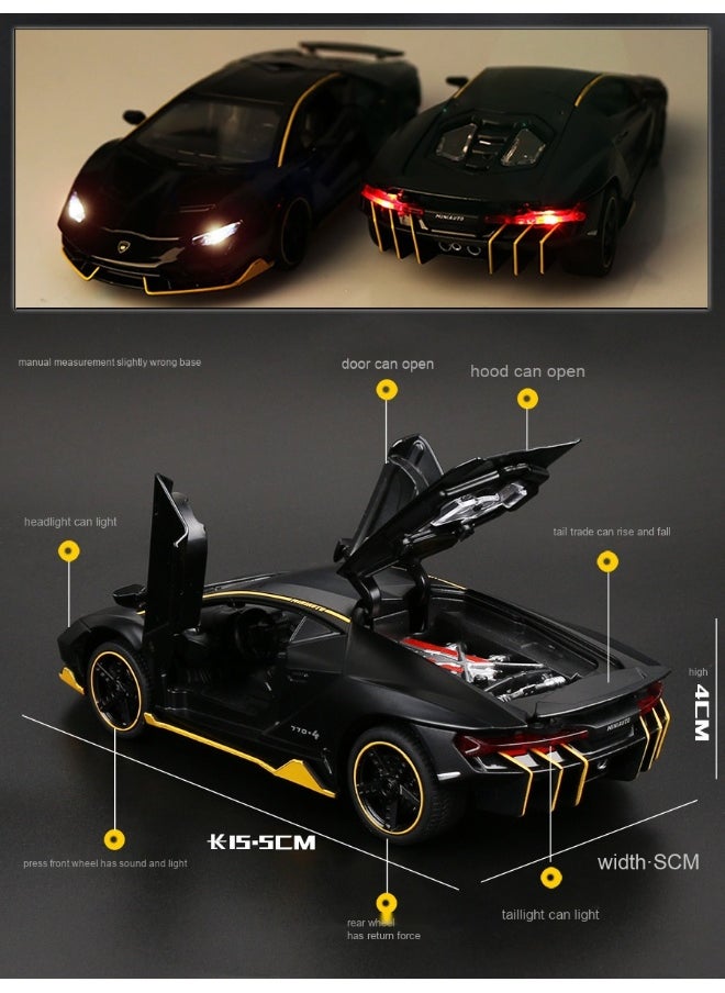 1:32 Lambo LP770 Car Model Toy Child Sound and Light Pull Back Car Zinc Alloy Toys for Kids Boy Girl Gift
