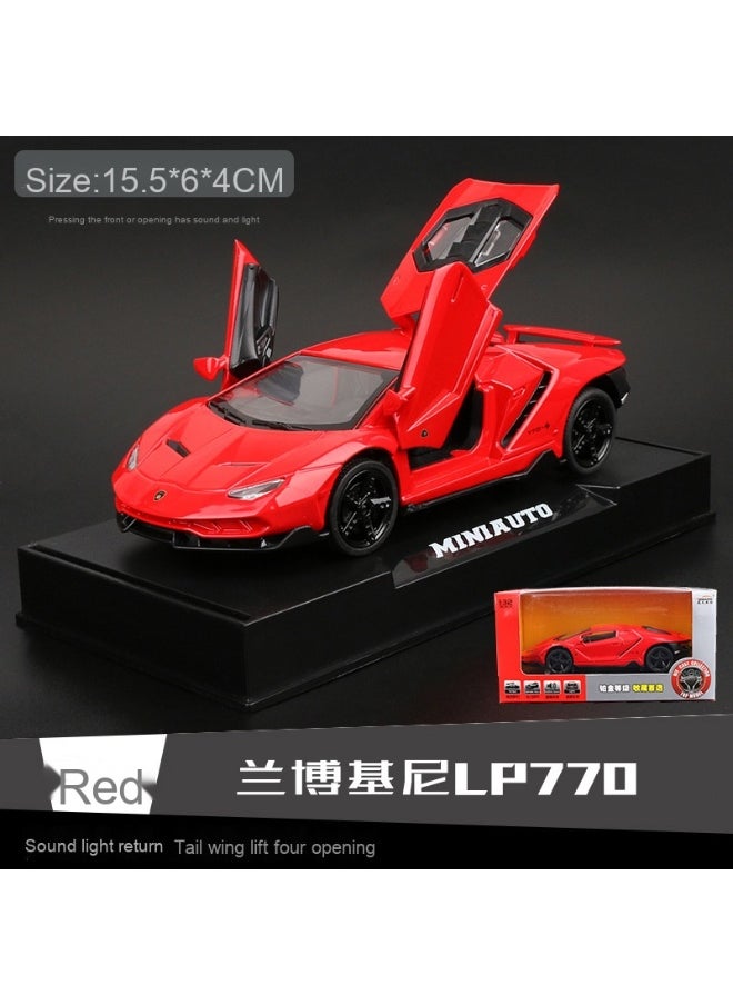 1:32 Lambo LP770 Car Model Toy Child Sound and Light Pull Back Car Zinc Alloy Toys for Kids Boy Girl Gift