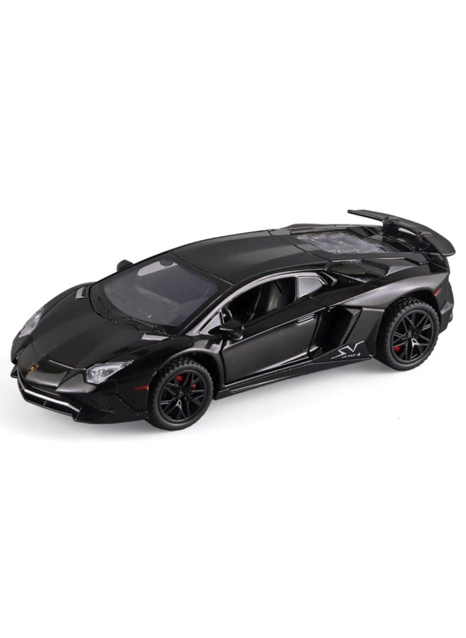 Alloy Collectible Black Lambo Toy Car Model Pull Back Die-Cast Vehicle with Lights and Sound