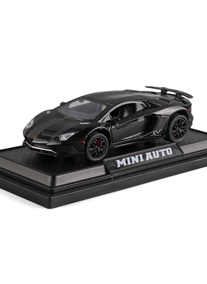 Alloy Collectible Black Lambo Toy Car Model Pull Back Die-Cast Vehicle with Lights and Sound