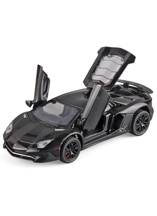 Alloy Collectible Black Lambo Toy Car Model Pull Back Die-Cast Vehicle with Lights and Sound