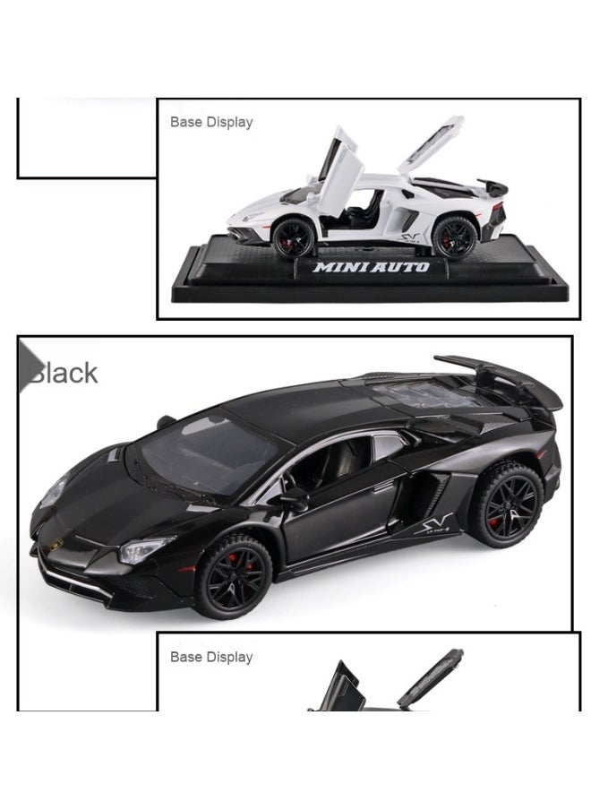 Alloy Collectible Black Lambo Toy Car Model Pull Back Die-Cast Vehicle with Lights and Sound