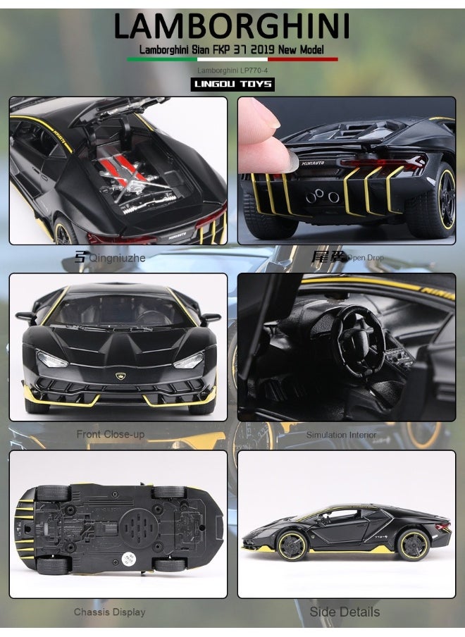1:32 Lambo LP770 Car Model Toy Child Sound and Light Pull Back Car Zinc Alloy Toys for Kids Boy Girl Gift