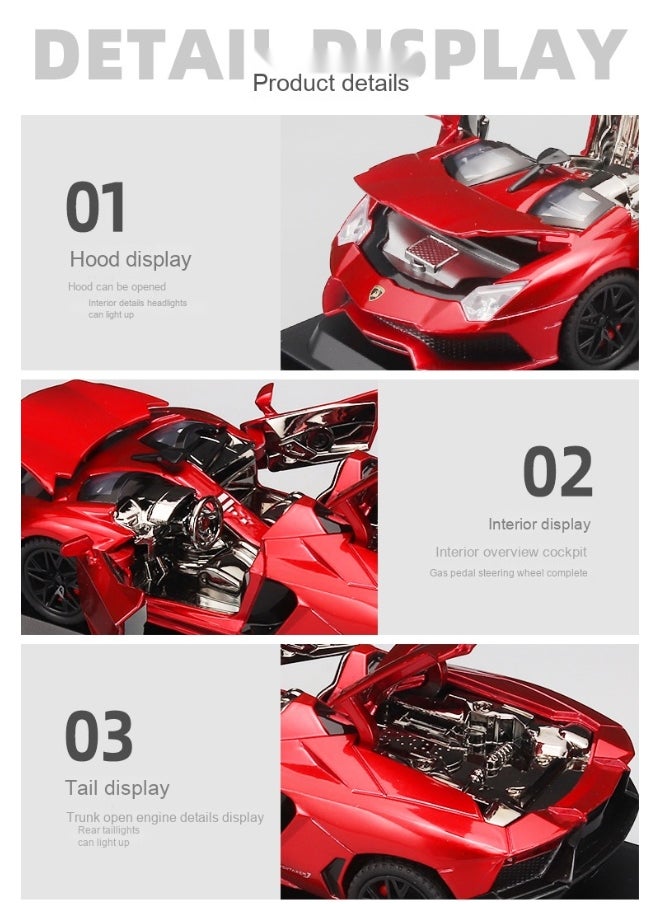 1:32 Lamborghini Convertible Sports Car Alloy Car Diecast Metal Model Sound Light Pull Back Toy Miniatures Gift for Children