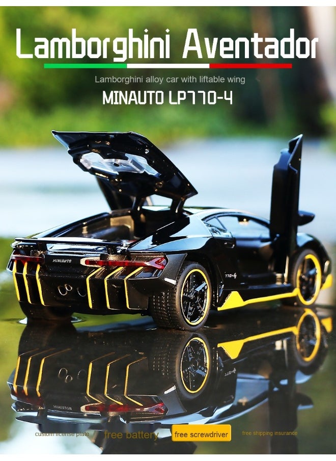 1:32 Lambo LP770 Car Model Toy Child Sound and Light Pull Back Car Zinc Alloy Toys for Kids Boy Girl Gift