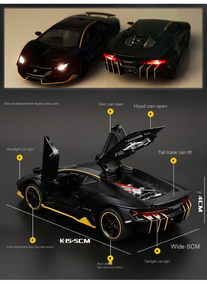 1:32 Lambo LP770 Car Model Toy Child Sound and Light Pull Back Car Zinc Alloy Toys for Kids Boy Girl Gift