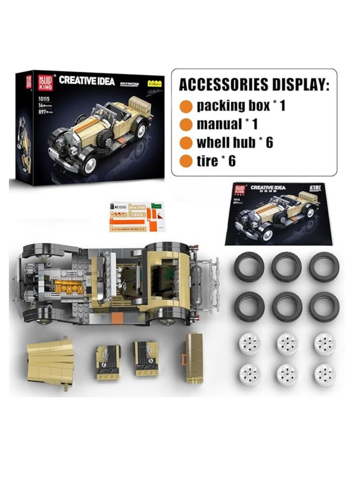 مجموعة بناء سيارات كلاسيكية مكونة من 10115 قطعة، مجموعة مكعبات بناء نموذج سيارة كلاسيكية من MOC، هدية للأطفال من سن 14 عامًا فما فوق/عشاق المجموعات للبالغين (897 قطعة، إصدار ثابت)