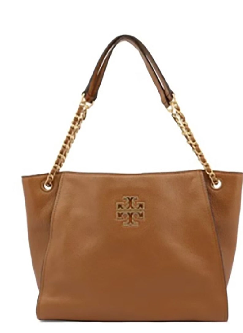 A large - capacity, cowhide - made Tory Burch Britten handbag that doubles as a shoulder bag. Its simple and fashionable design makes it a great commuting companion.