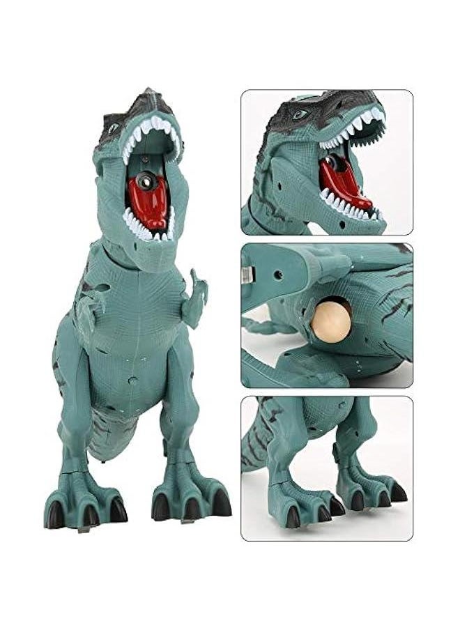 Simulated Flame Mist Spray Electric T-Rex Dinosaur Toy,Walking Tyrannosaurus Rex with Fire Breathing,Laying Eggs,Roaring Sound,Red Glowing Eyes(Blue)