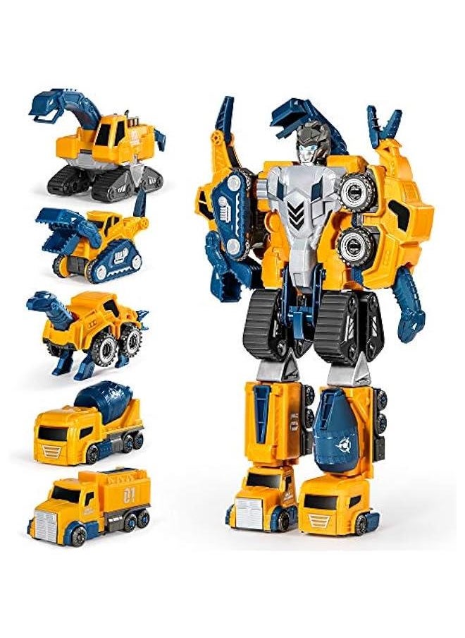 Toddler Robot Construction Vehicles Set – 5Pcs Transforming Robots for Kids - Magnetic Toys with Sturdy Connectors – Easy DIY Assembly Function – 5-in-1 Educational STEM Toys