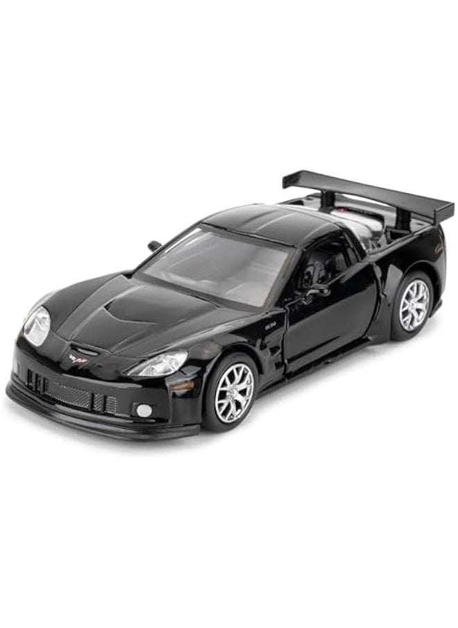 1/36 Die-cast Alloy Car, Chevrolet Corvette C6R Model Car, Toy Car with Pullback Function, Model Toy for Collection, Gift for Boys and Girls (Black)