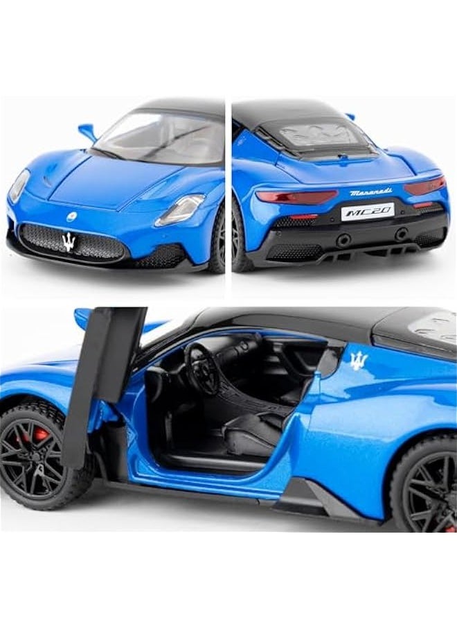 1/32 Maserati MC20 Alloy Model car, Model Toy with Pull Back Function, Toy car That Makes Sound and Bright Light, Model Toy for Collection, Gift for Kids (Blue)