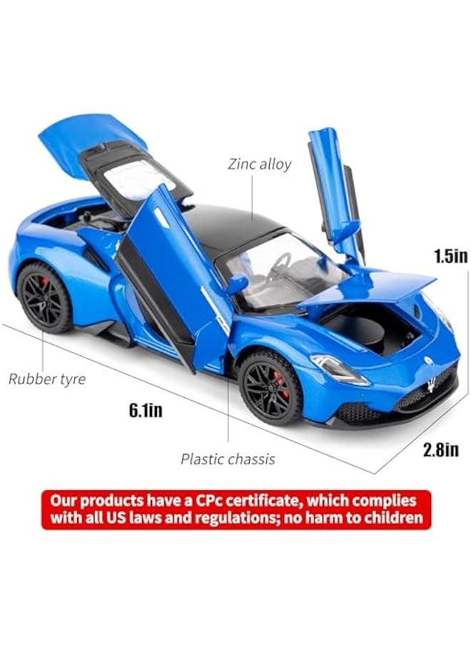 1/32 Maserati MC20 Alloy Model car, Model Toy with Pull Back Function, Toy car That Makes Sound and Bright Light, Model Toy for Collection, Gift for Kids (Blue)