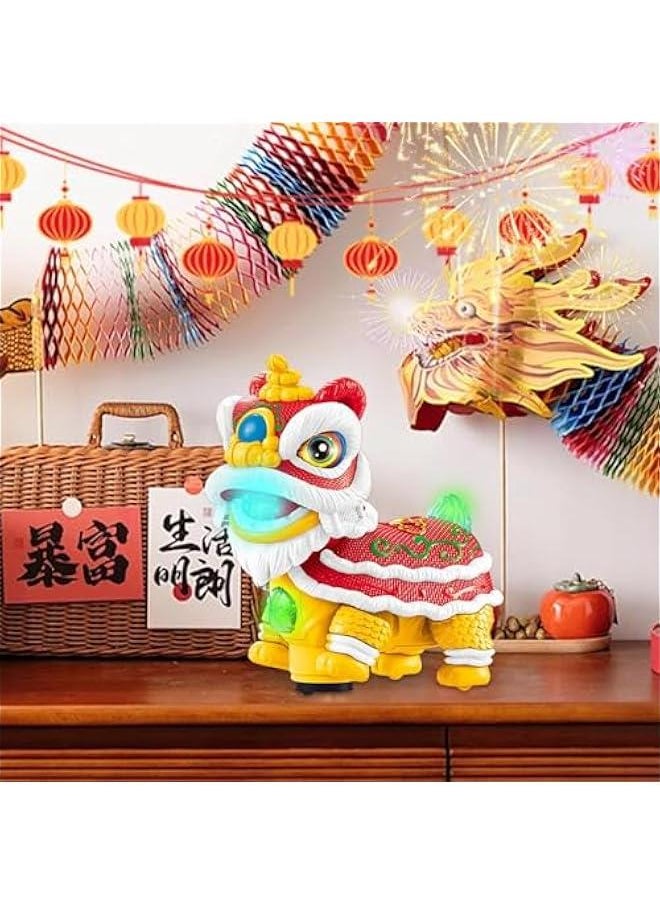 Chinese Lion Dance Toys, Electric Lion Dance with Lights and Music, Funny Shaking Heads Lion Dance Toys for Kids, Chinese New Year Decorations