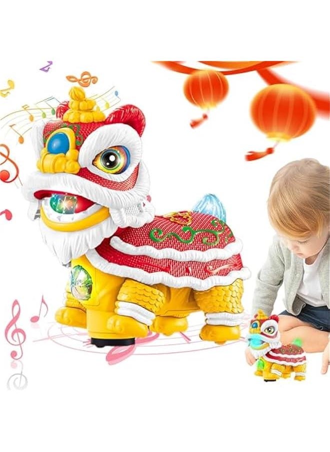 Chinese Lion Dance Toys, Electric Lion Dance with Lights and Music, Funny Shaking Heads Lion Dance Toys for Kids, Chinese New Year Decorations