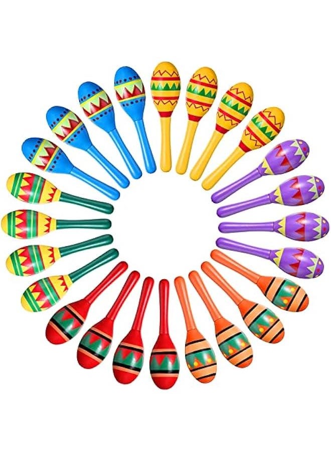 12 Pcs Mini Fiesta Maracas for Adults Cinco De Mayo Maracas Mexican Party Decorations 6 Designs Party Favors for Mexican Party Props, 4.92 x 1.38 Inch