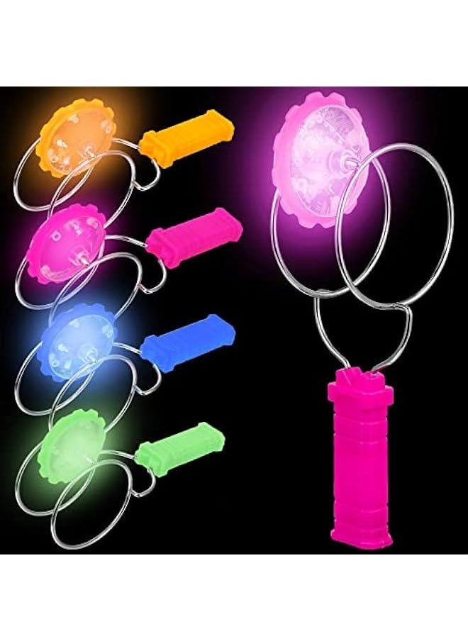 4 Pieces Retro Light Up Toys for Kids Magic Gyro Wheel Classic Rail Twister Flashing Gyro Wheel Vintage Fidget Magnetic Gravity Defying Stunt Toy for Boys Girls, Wave and Circular Rail