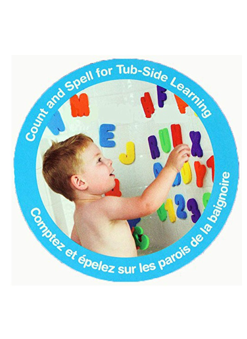 Bath Toy Storage with 36 Soft Foam ABC 123 Letters for Early Learning and Quick Dry Net Bag