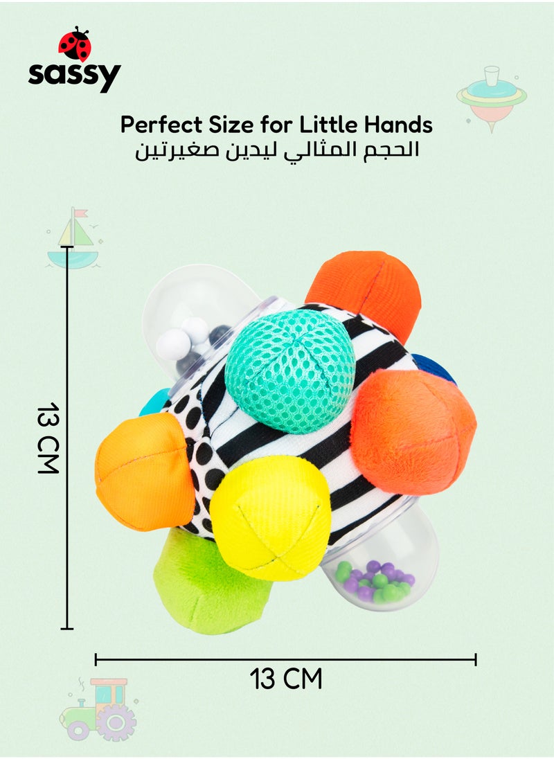 Colorful Bumpy Ball for Babies – Sensory Toy with Beads for 6+ Months, Encourages Gross Motor Skill Development, Soft, Textured Fabric, Fun & Engaging Baby Toy