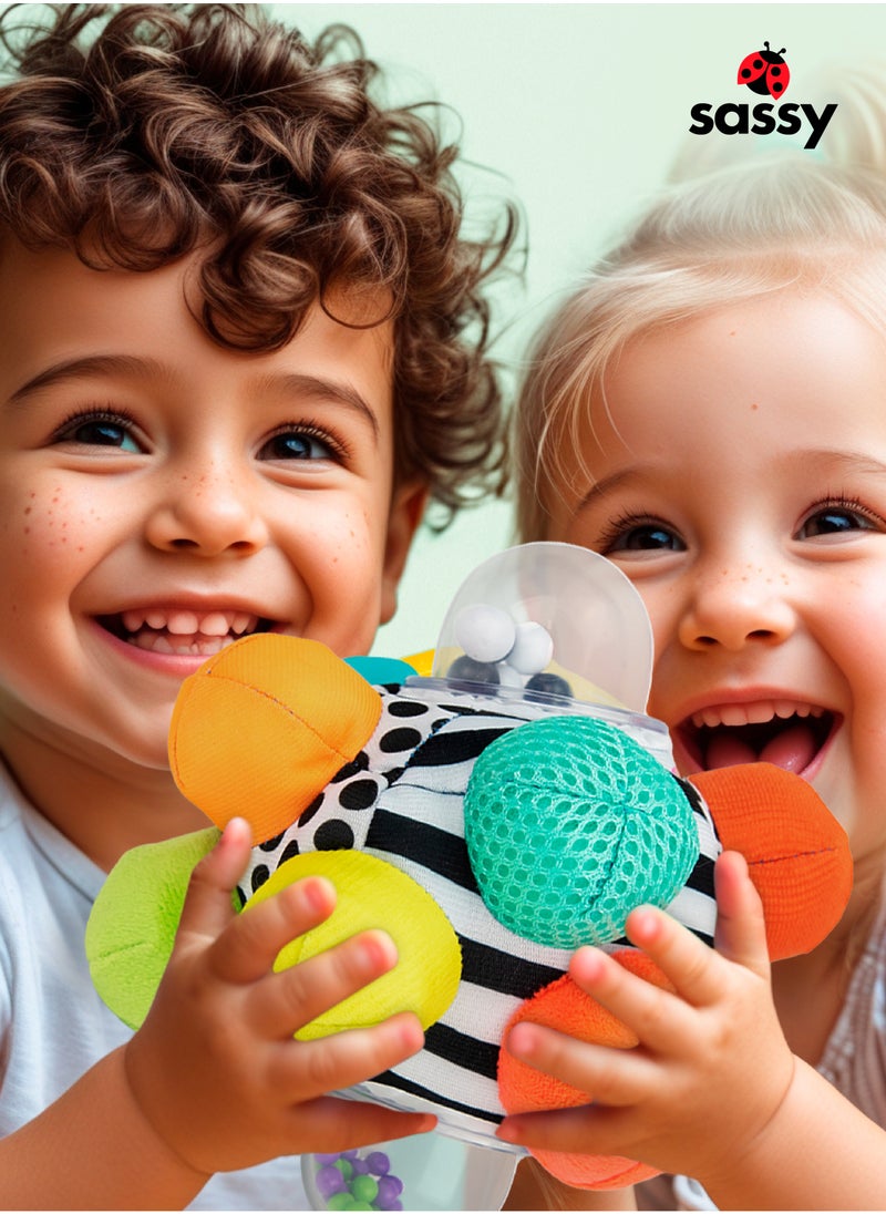 Colorful Bumpy Ball for Babies – Sensory Toy with Beads for 6+ Months, Encourages Gross Motor Skill Development, Soft, Textured Fabric, Fun & Engaging Baby Toy