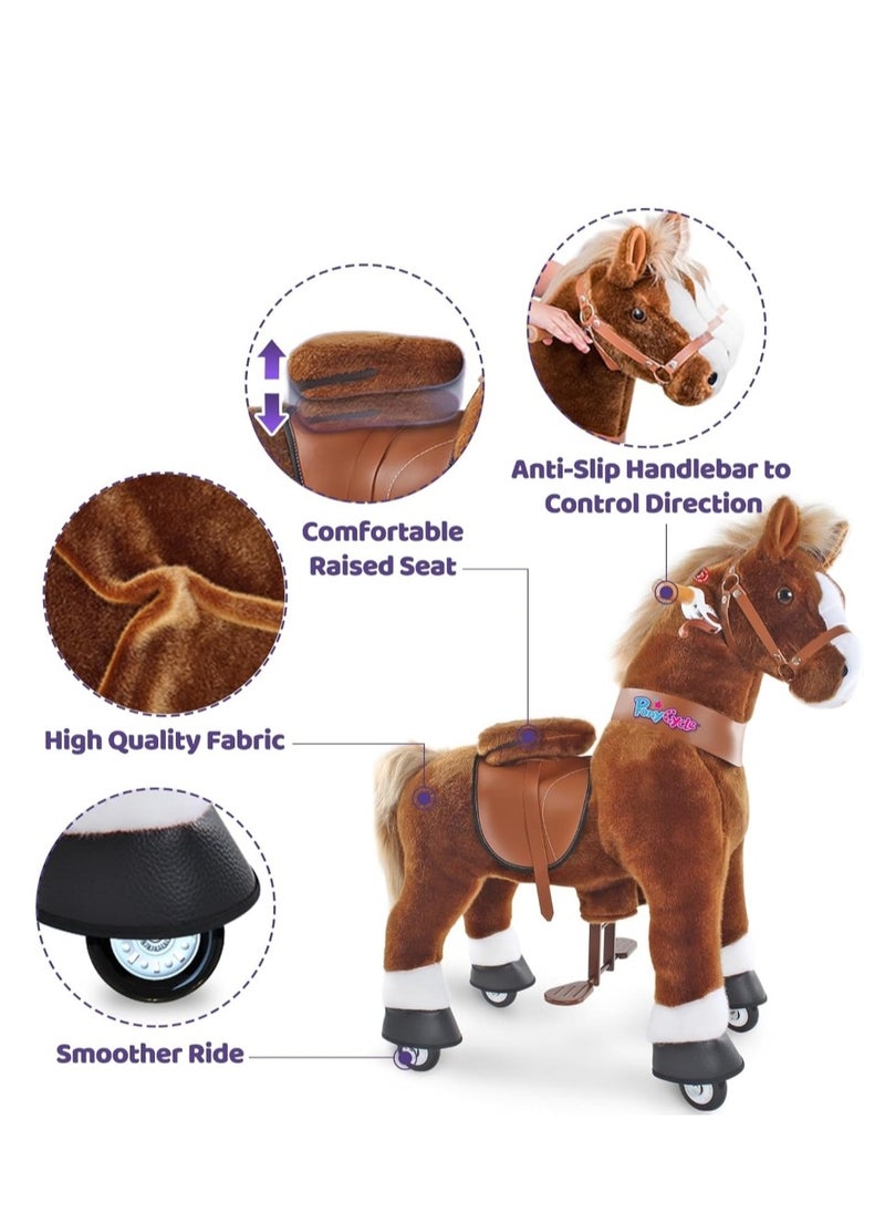Official Licensed Kids Riding Horse Toy No Battery No Electricity Indoor and Outdoor best Gift for Kids 3 to 5 years-Choco Brown Small