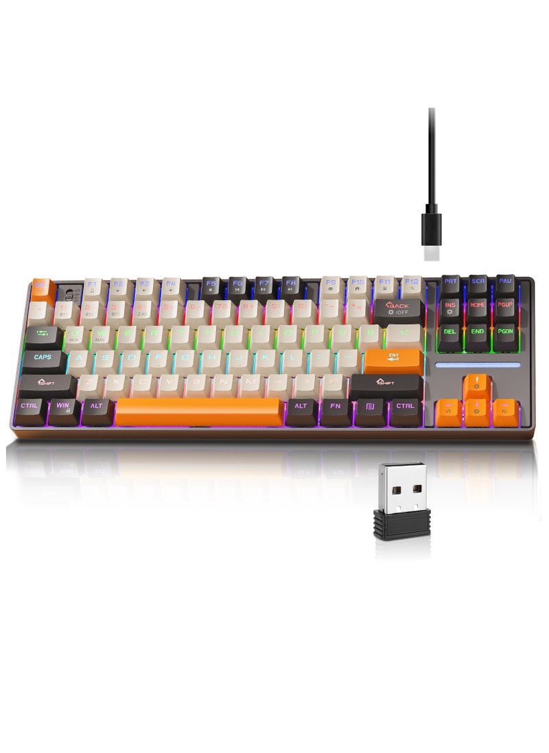 87 Keys Mechanical Keyboard - Hot Swap - Blue Switch - 2.4GHz/Bluetooth/Type-C Wired - Gaming Keyboard - Office Keyboard - RGB Lighting Effect - Computer Keyboard