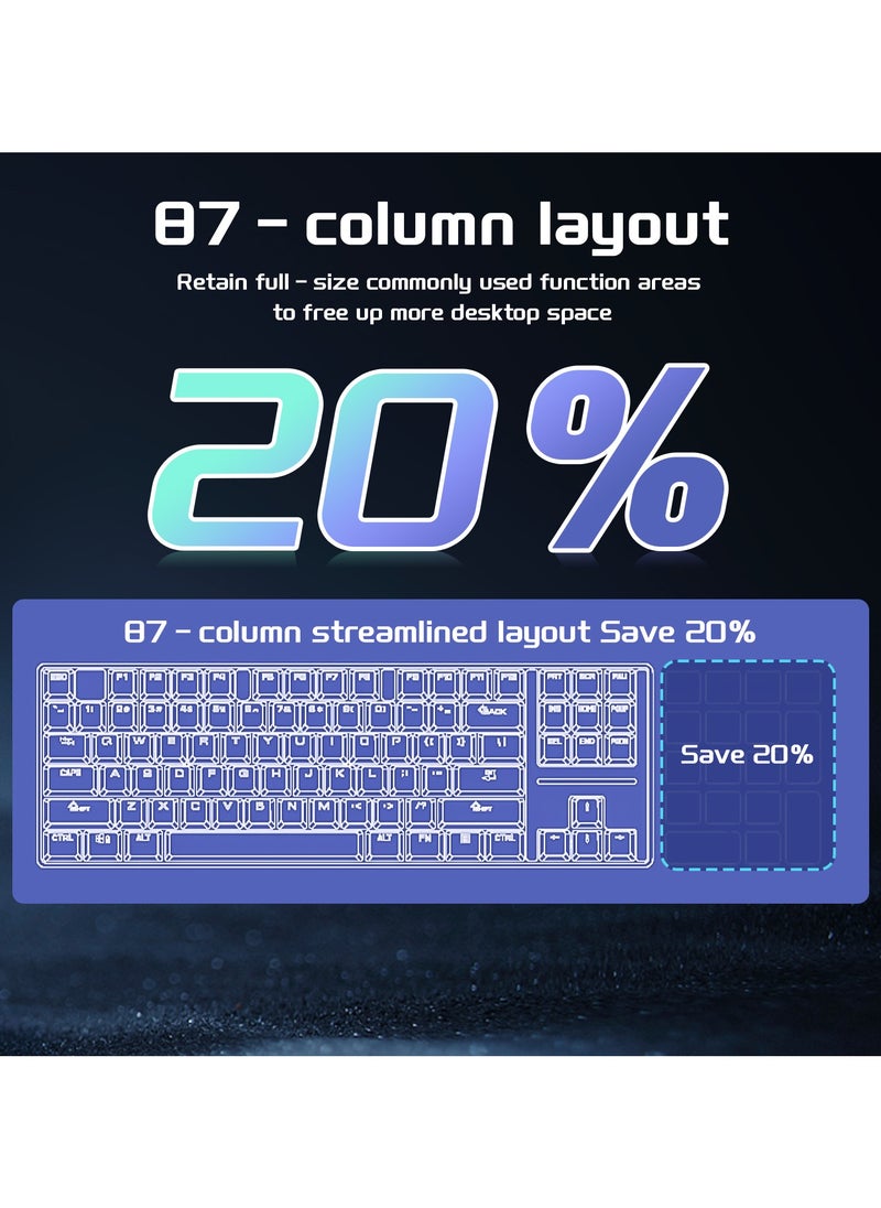 87 Keys Mechanical Keyboard - Hot Swap - Blue Switch - 2.4GHz/Bluetooth/Type-C Wired - Gaming Keyboard - Office Keyboard - RGB Lighting Effect - Computer Keyboard(Green)