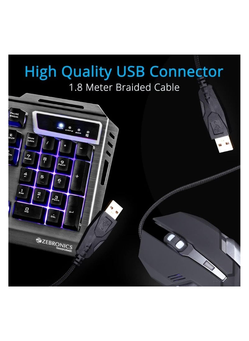 Zeb-Transformer Gaming Keyboard and Mouse Combo (USB, Braided Cable)