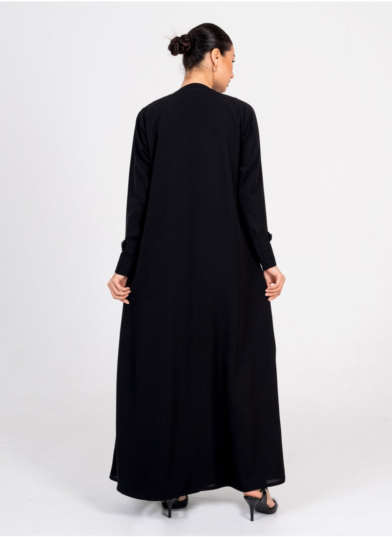 Blazer abaya with Button Style & Wide Neck
