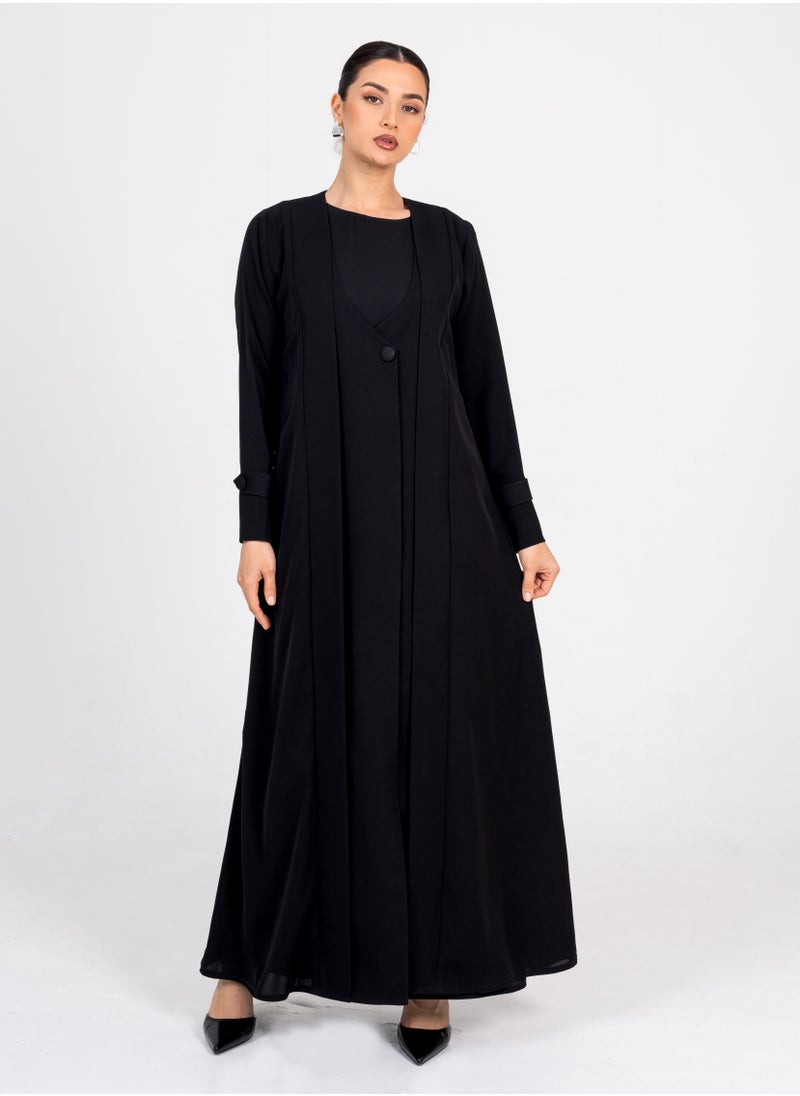 Blazer abaya with Button Style & Wide Neck