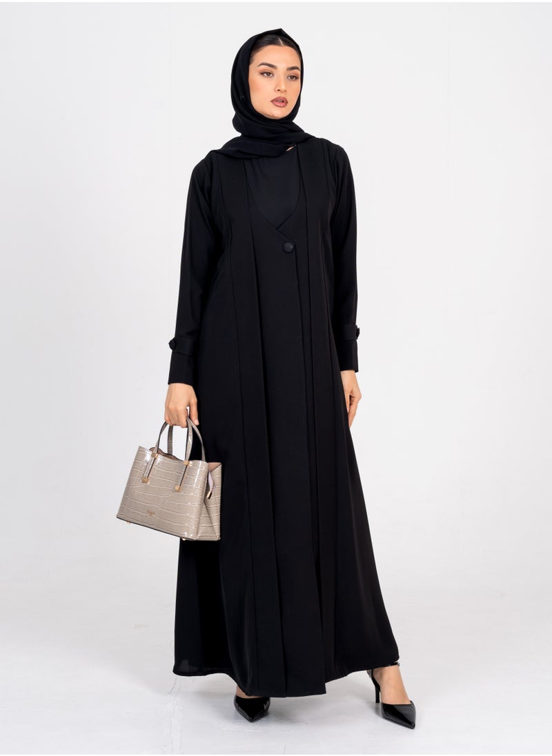 Blazer abaya with Button Style & Wide Neck