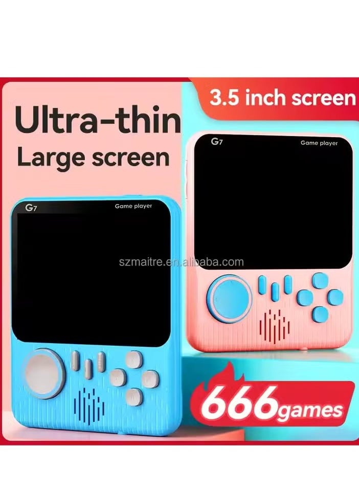 Mini G7 Handheld Game Console – 3.5 Inch Retro Video Game Player with 666 Games Built-In – Portable Gaming Device for Nostalgic Fun, Perfect for Kids & Adults,, Rechargeable, Compact & Lightweight