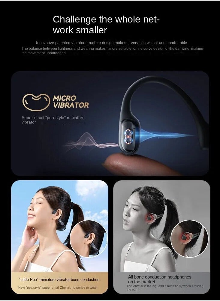 Heycute Bone Conduction Bluetooth Headset - HD Sound Quality, Ultra-Lightweight and Comfortable, 12-Hour Battery Life, Intelligent Noise Cancellation, IPX6 Water Resistant, Suitable for Exercise and Talking - White