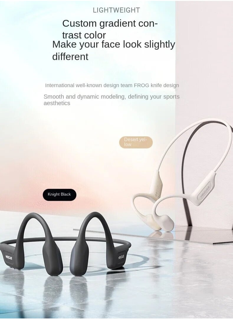 Heycute Bone Conduction Bluetooth Headset - HD Sound Quality, Ultra-Lightweight and Comfortable, 12-Hour Battery Life, Intelligent Noise Cancellation, IPX6 Water Resistant, Suitable for Exercise and Talking - White